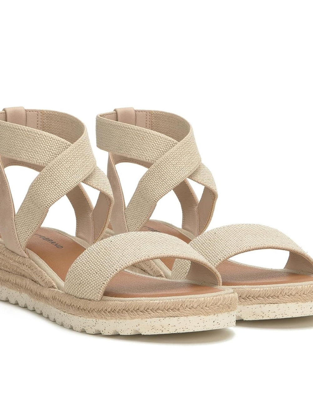 Lucky Brand Thimba Beige Crisscross Espadrille Wedge Sandals